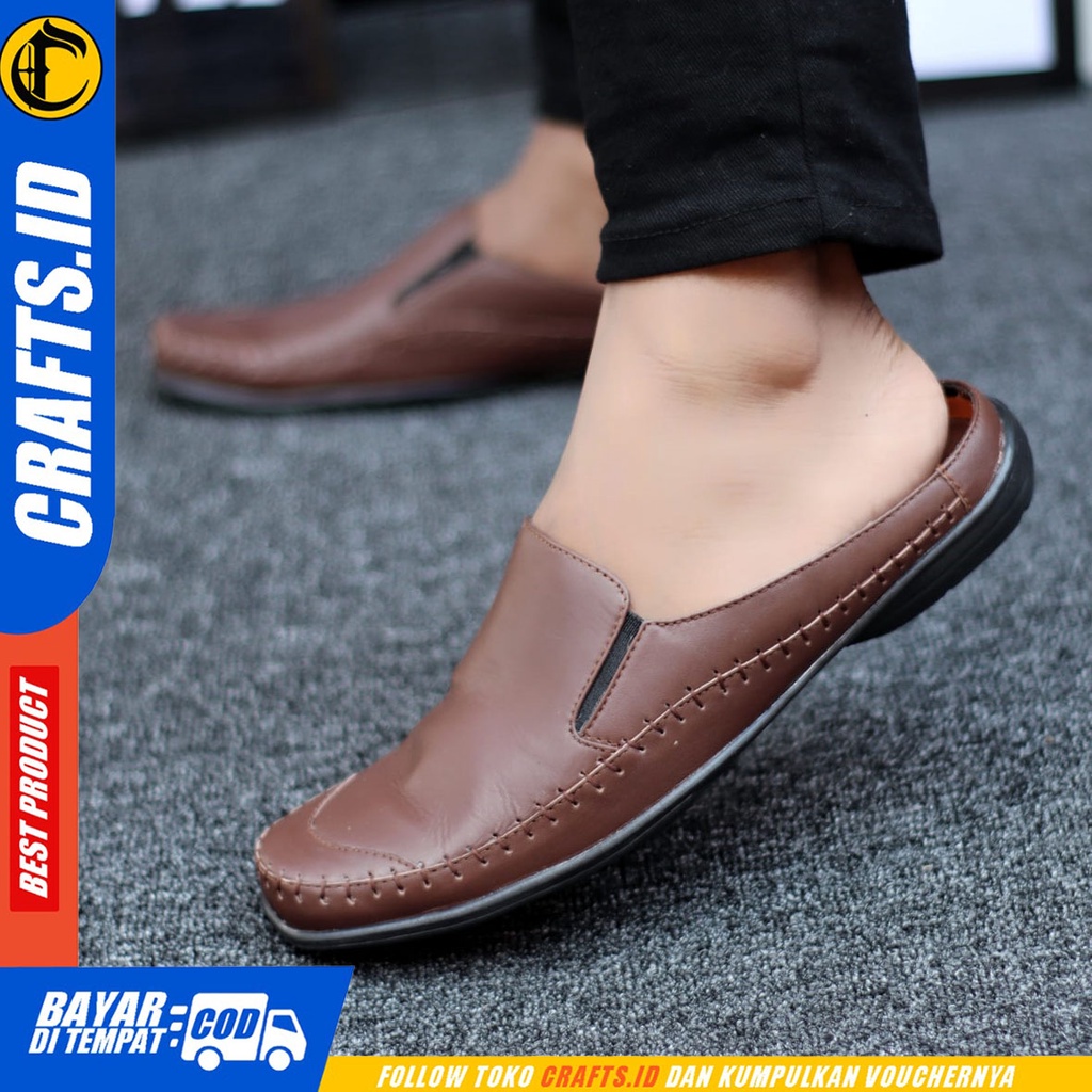 Crafts Kakaroto - Sepatu Sandal Bustong Casual Kulit Asli Pria