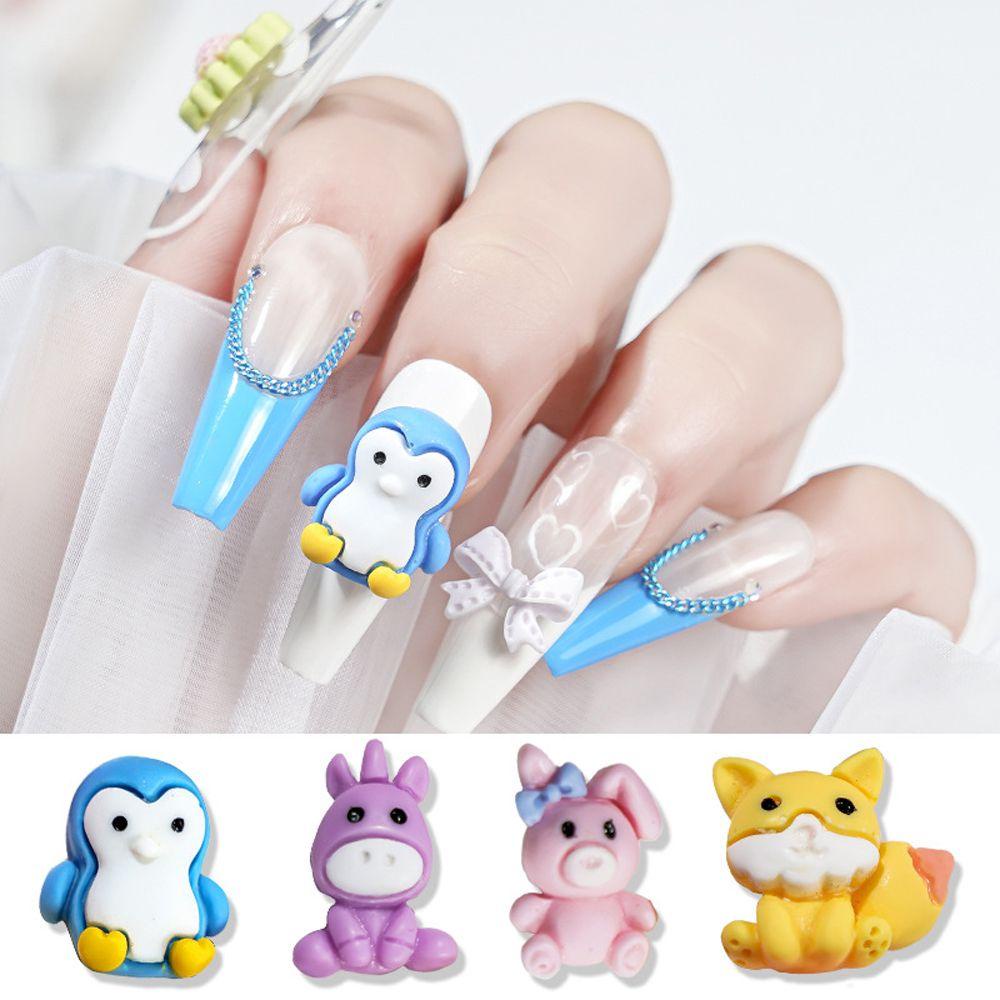 MXBEAUTY Kartun Pesona Kuku Bintang Embun Kawaii 10pcs Wanita DIY Kerajinan Kulori Beruang Bunga Bunny Manicure Aksesoris