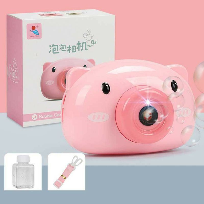 Mainan Gelembung Sabun Automatic Bubble Gun Model Pig Kamera