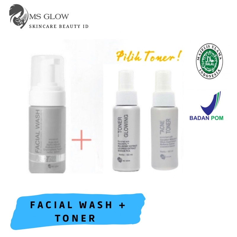 MS GLOW FACIAL WASH + TONER GLOWING / ACNE MS GLOW