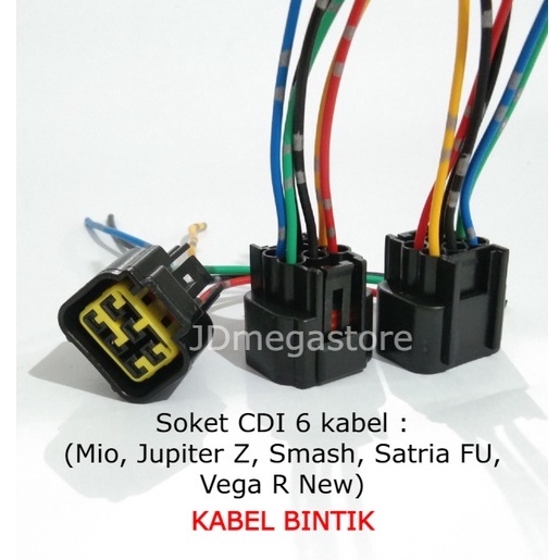 (Grosir/COD) Soket CDI Satria FU, Mio, Jupiter Z, Smash, Vega R New - 6 KABEL BINTIK