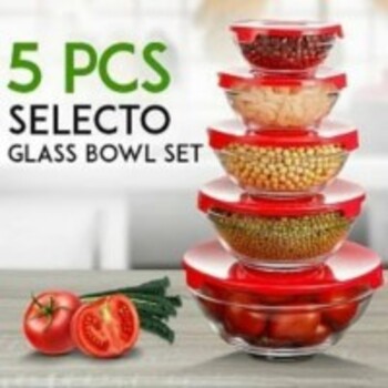 Mangkuk Gelas Kaca Susun/Glass Bowl Set isi 5 OKE**