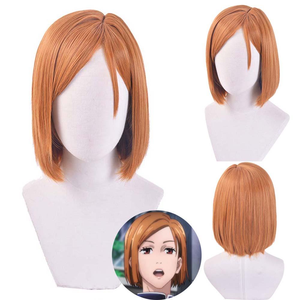 Needway Wig Cosplay Anime Coklat Rambut Sintetis Tahan Panas Pesta Bermain Peran Penuh Wig