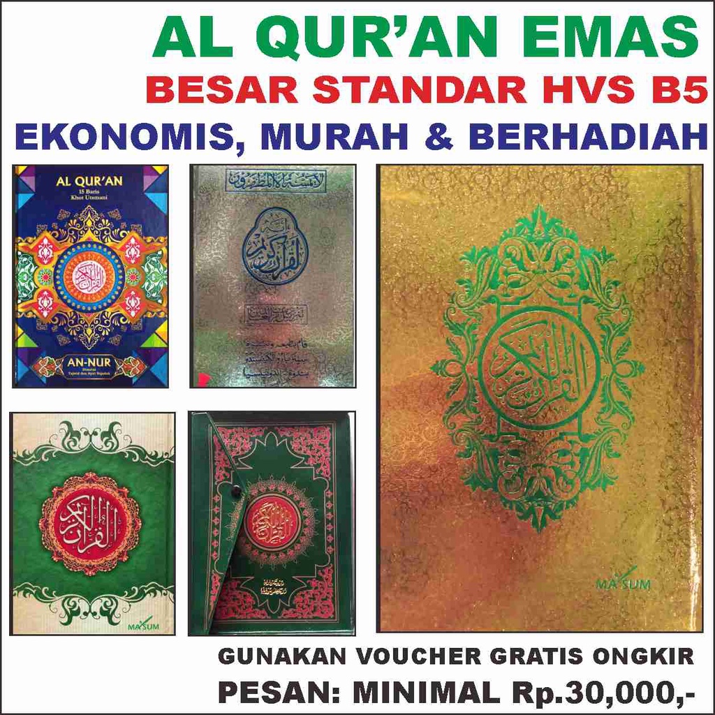 AL QURAN EMAS STANDAR HVS MAKSUM B5 EKONOMIS Murah & Berhadiah AL QUR'AN STANDAR EMAS B5, AL QURAN U