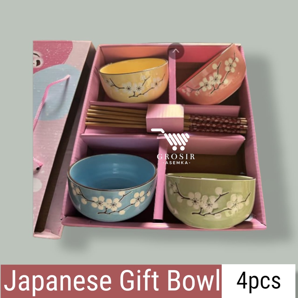 Mangkok Set Premium Mangkok Set Sumpit Jepang Keramik Set Peralatan Makan Souvenir Wedding Kado Gift Japanese Bowl Set Box Hampers Wedding