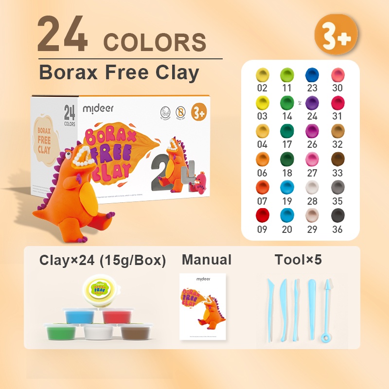 TweedyToys - Mideer Borax Free Clay / 24 Colors Mainan Edukasi Anak