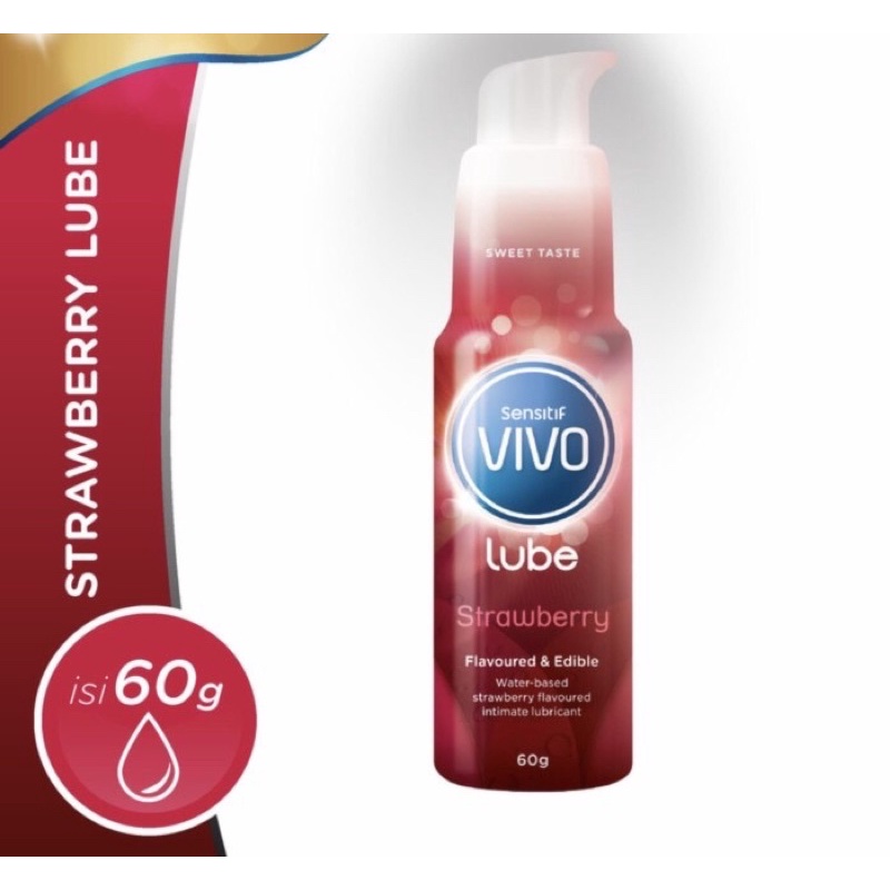 Vivo strawberry lube 60 gram ( pelumas lubricant rasa stroberi )