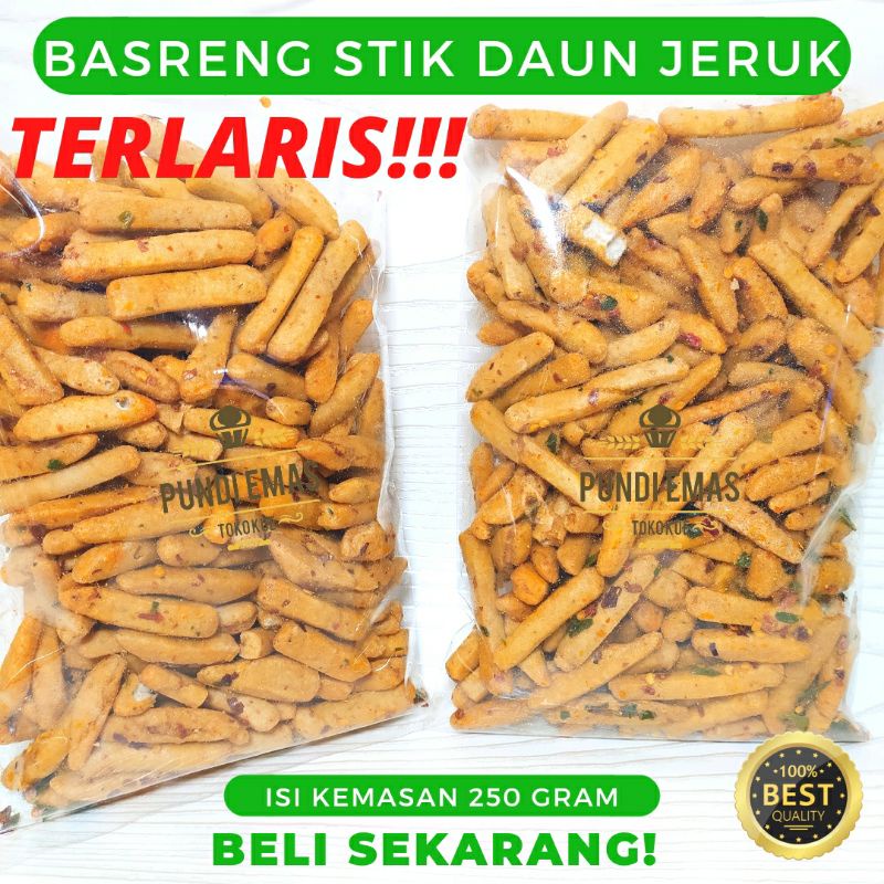 Terlaris Basreng 250Gr / Keripik Basreng Stik Daun Jeruk Bakso Goreng Bastik Pedas / Camilan Murah Cemilan Pedas Kiloan