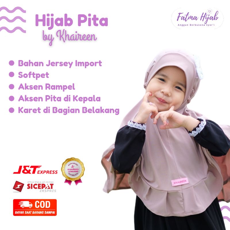 KHAIREEN - Hijab Anak Bayi | Hijab Pita Khaireen | Hijab Instan Anak (5-9 tahun)