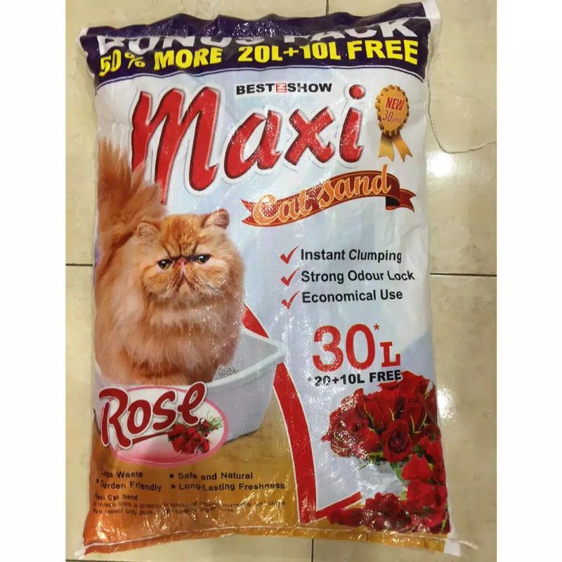 pasir kucing gumpal wangi maxi 12L 30L pasir kucing maxi cat sand 30L setara markotop