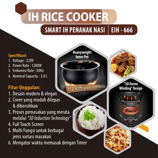ECOHOME IH Rice Cooker Smart IH Penanak Nasi Rice Cooker 
