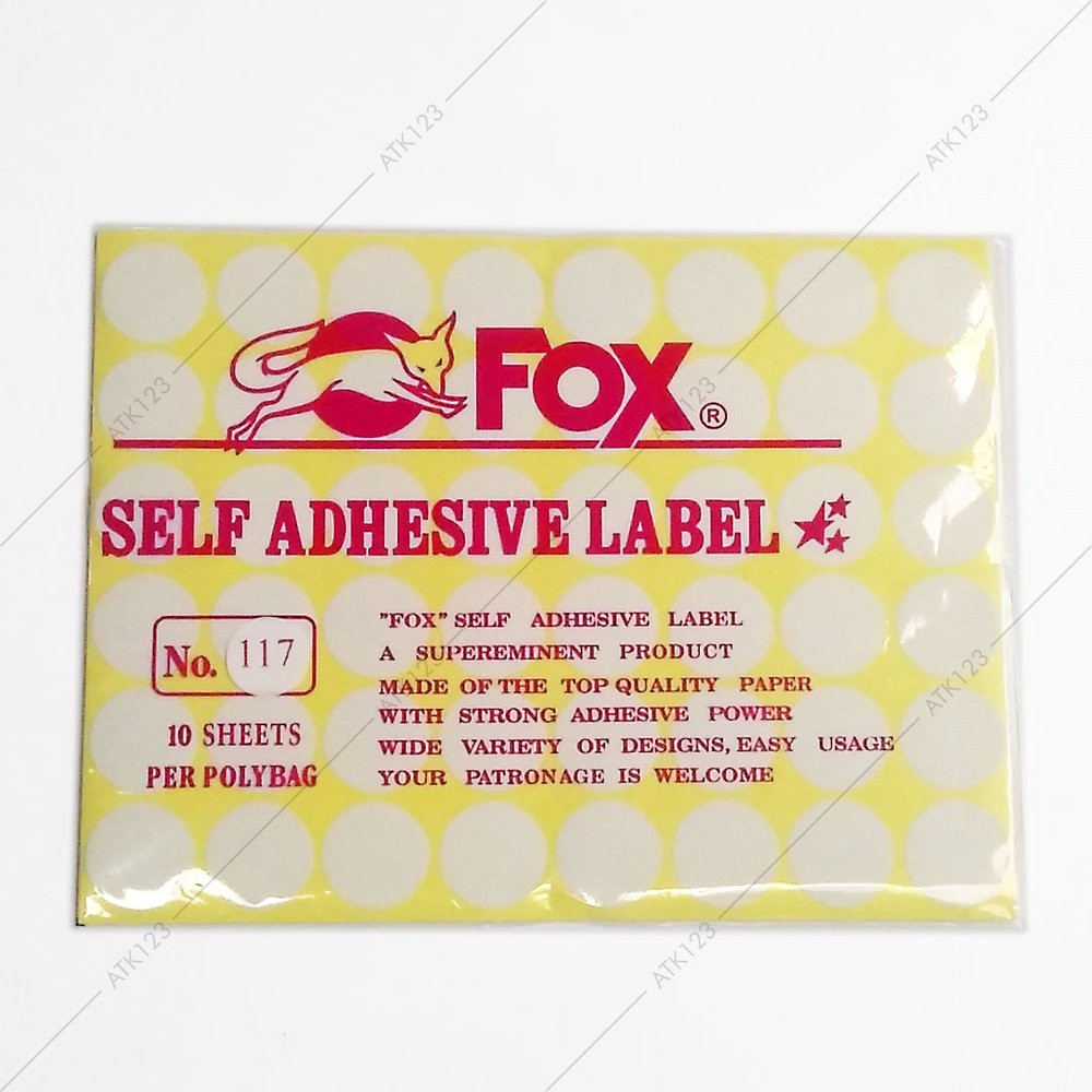 

Promo Kertas - Label Stiker Fox No. 117 uk. 25 mm - Lingkaran - Bulat Limited