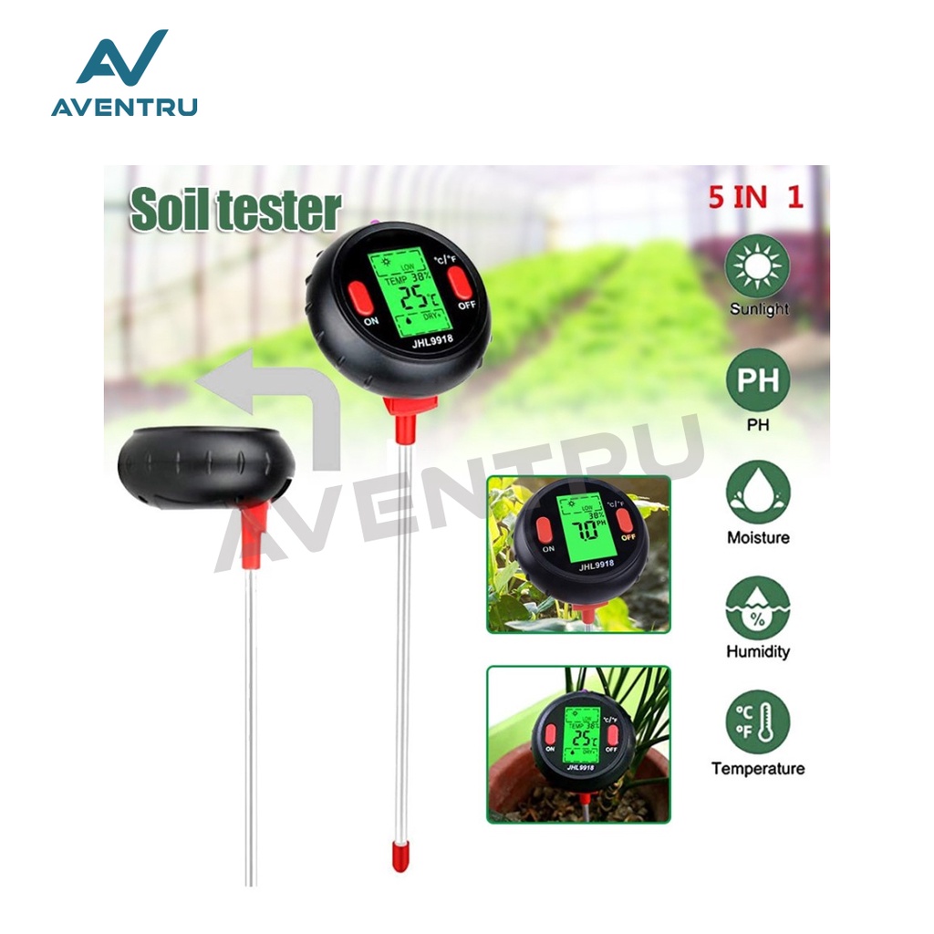 Soil Analyzer Tester 5in1 5 in 1 / Alat ukur PH Cahaya Suhu Kelembapan