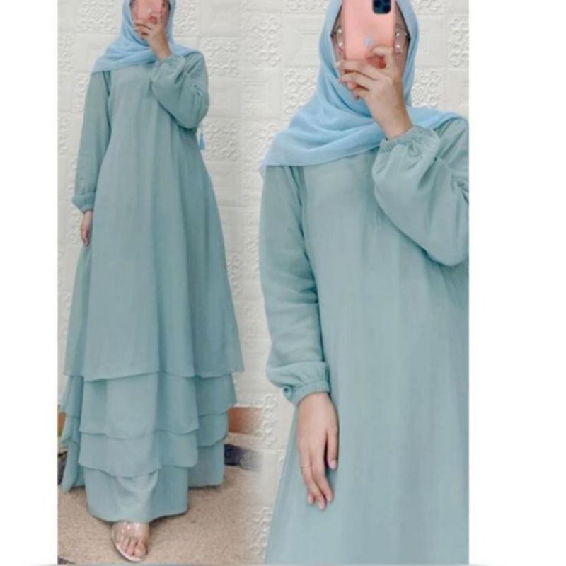 Gamis Malaysia Susun Ceruty Babydoll Premium