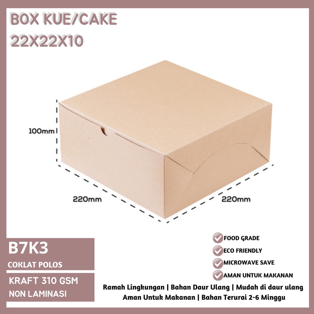 Dus Cake Dus 22x22 Bahan 310 Gsm (B7K3-22X22X10 Cm)