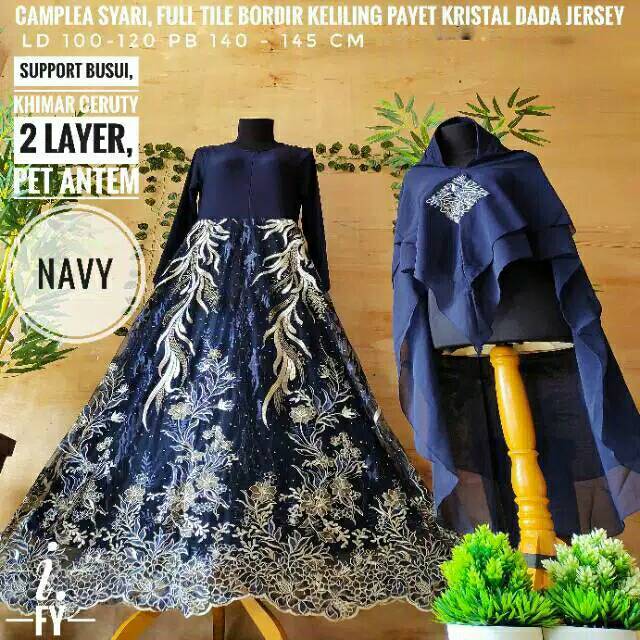 Set gamis syari baju muslim pesta mewah