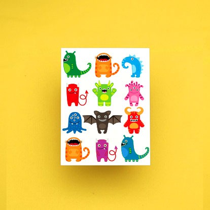 

POTATOO SET BUBBLY MONSTER Temporary Tatto Sticker