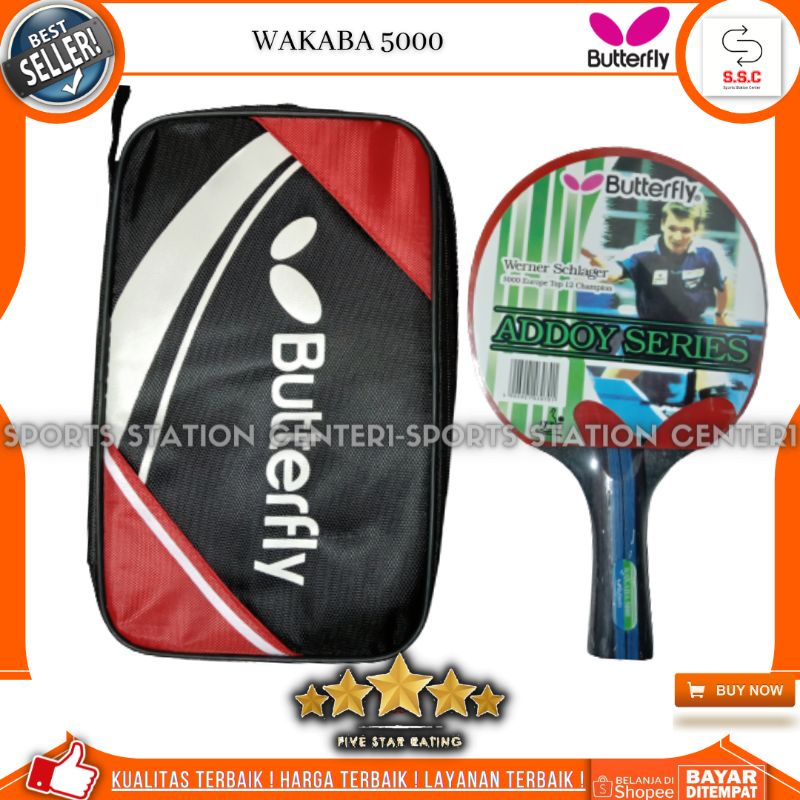 Wakaba 5000 & Champ II  Butterfly Bet Tenis Meja Pingpong Plus Cover