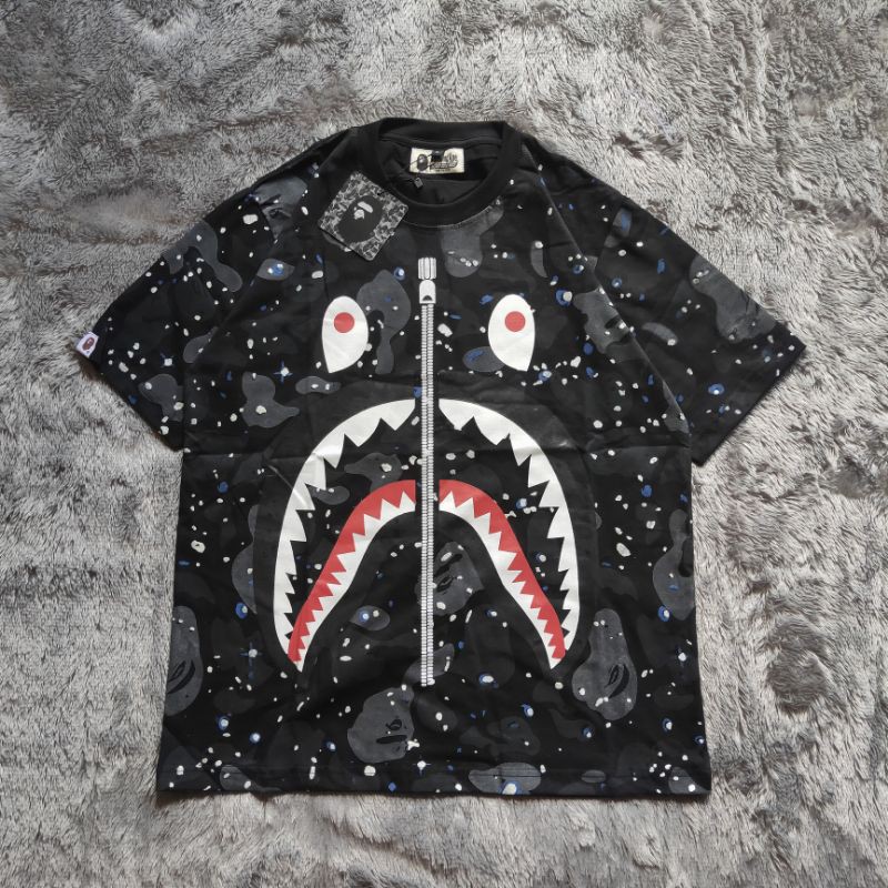 Kaos Bape Shark Glow In The Dark Fulltag &amp; Lebel