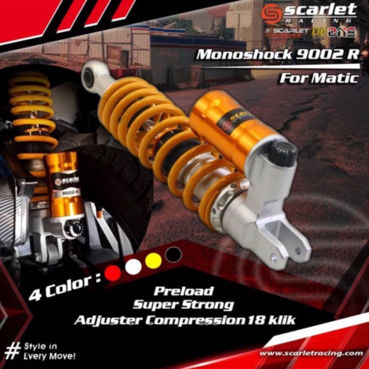 SHOCK SHOCKBREAKER BELAKANG TABUNG SETELAN MIO VARIO 9002R SCARLET RACING