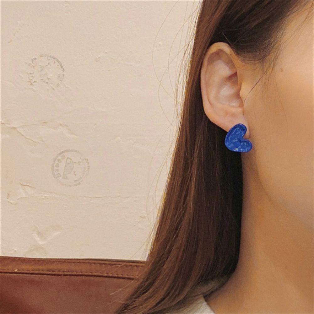 Mxbeauty Korea Style Klip Telinga Indah Sederhana INS Gaya Anting Temperamen Klein Biru Wanita Earrings