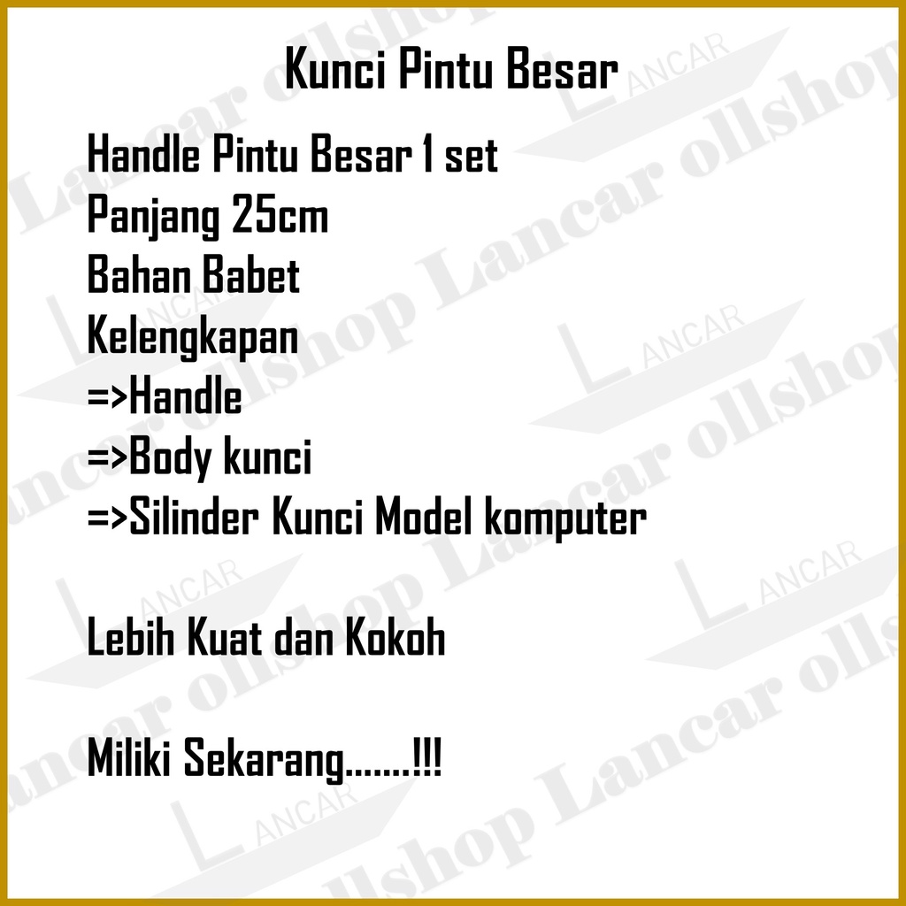 kunci pintu besar gagang babet 17 cp / handel pintu besar / Handle Pintu Rumah