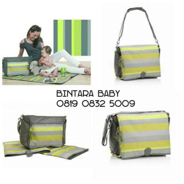 Okiedog Chillax Skagen Grey Lime Diaper Bag Set Ekslusif Tas Perlengkapan Bayi Okiedog
