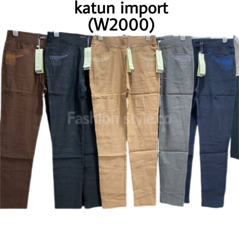 Celana katun (W2000) strech wanita import / celana katun wanita import / celana panjang wanita kekin
