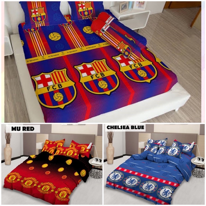 sprei bola barcelona chelsea manchester united premium berkualitas