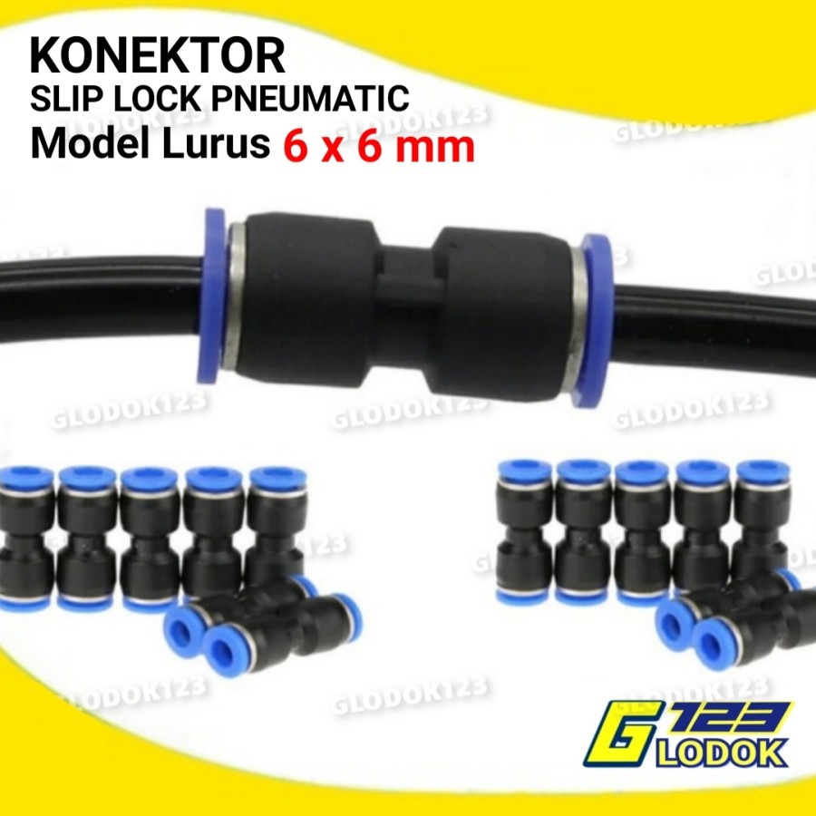 Konektor Slip Lock 6x6mm Lurus Fitting Pneumatic Irigasi