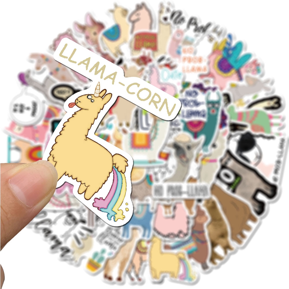 50PCS Cute Alpaca No Prob Llama Sticker Cool PVC DIY Guitar Luggage Animal Pet Decal Stickers Pegatina Gift