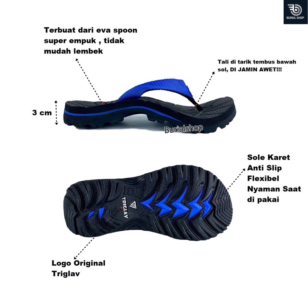 Sandal Gunung Pria Original Triglav Cowok Outdoor Jepit Hiking Outdoor Dewasa Adventure Terbaru BS