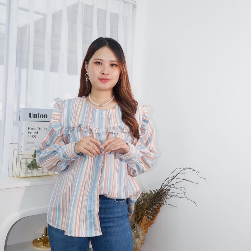 Arlien Ruffle Stripe Blouse