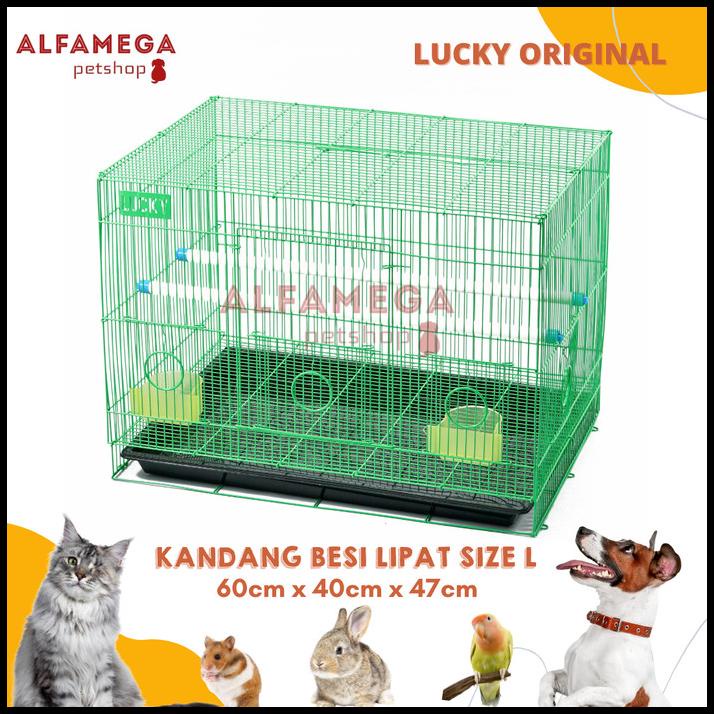 Kandang Umbaran Besi Lipat Size L 60X50X44 Burung Pleci Lovebird Lucky