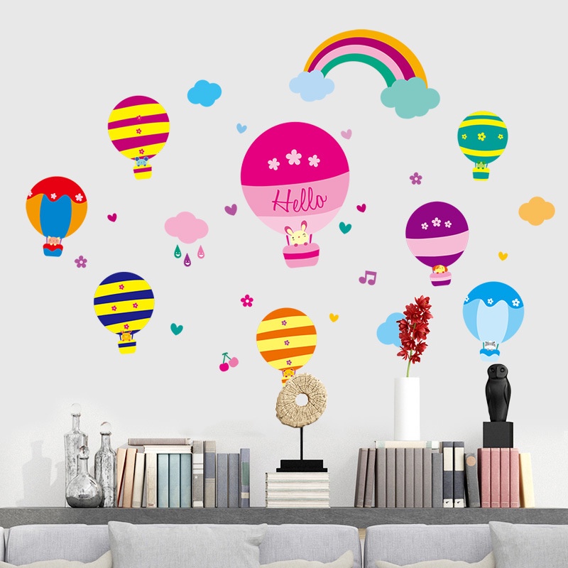 Reliza Wall Sticker Balon Udara Pelangi Anak Colourful Stiker Dinding LDR96227