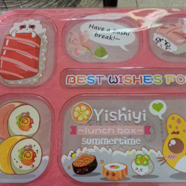 Sale Promo !! Lunchbox Yooyee 589 Pink Blue Bento 5 Sekat - Kotak Bekal Anti Tumpah