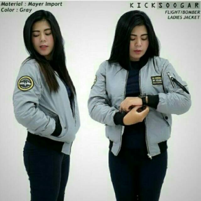 Jaket Bomber Wanita Kicksoogar Abu
