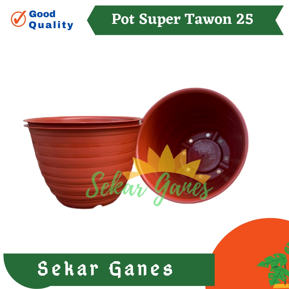 Pot Super Tawon 25 Merah bata ukuran 25 cm Pot bunga tanaman plastik