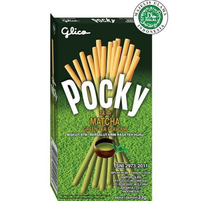 

POCKY MATCHA 33 GR / POCKY GREAN TEA 33 GR / POCKY GLICO MATCHA 33 GR