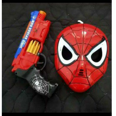 Mainan anak pistol Topeng spiderman Lampu nyala suara superhero