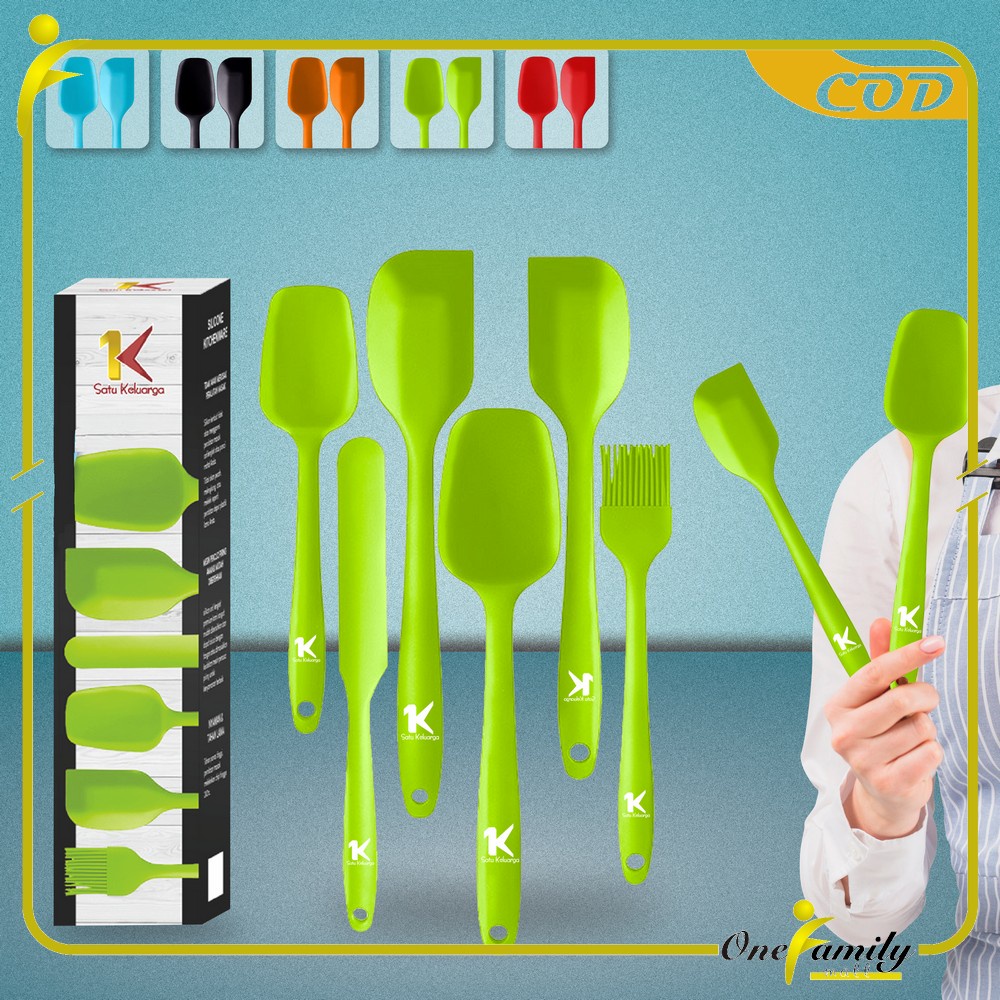 ONE-C276 Spatula Silikon Tahan Panas Set 6IN1 Sutil Silicone Set Lengkap / Peralatan Dapur Kitchen Tool / Kitchen Utensil Set