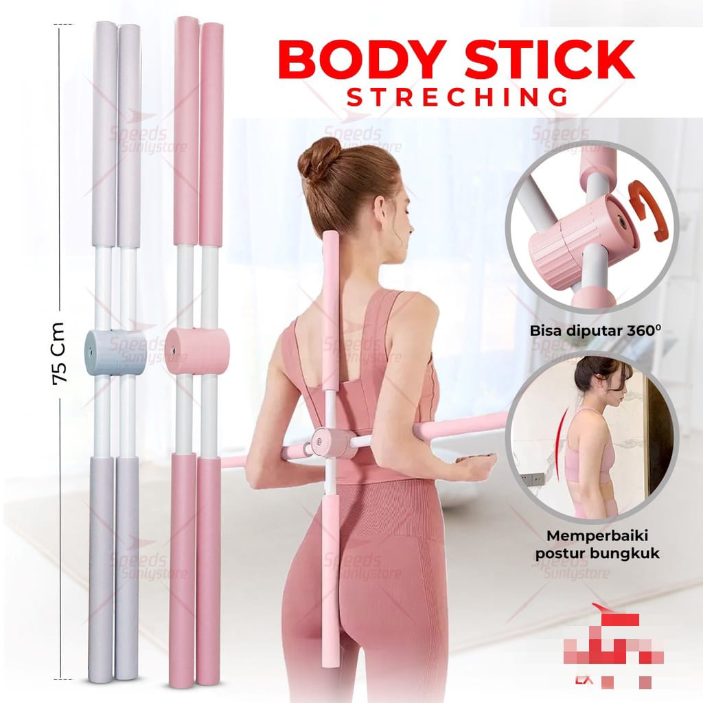 (HJ_888)Tongkat Yoga Stick Yoga Alat Olahraga Punggung Yoga Stick Lipat Alat Penegak Punggung