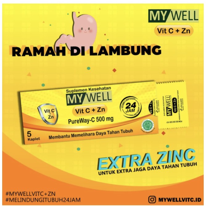 MyWell Vit C+Zinc 500mg 5's/Amplop