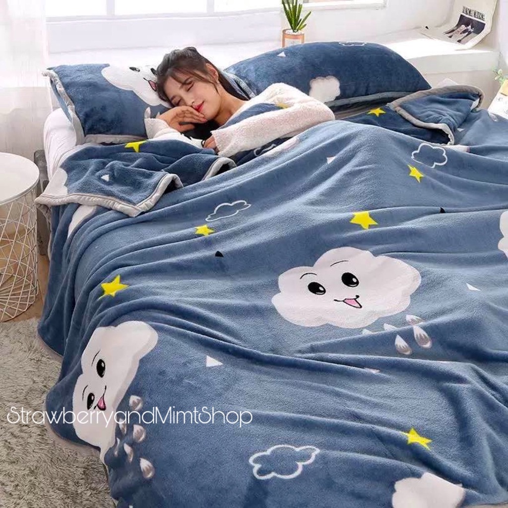 BUNDLE 3 PCS SELIMUT BULU 150X200 NEW AESTHETIC