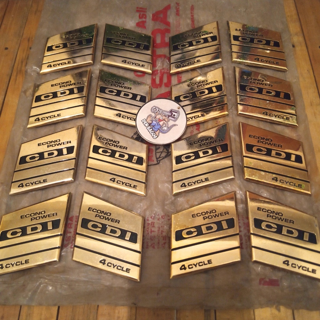 EMBLEM SIMBOL LOGO TULISAN ECONO POWER CDI 4 CYCLE KARET PELANA SAYAP HONDA ASTREA PRIMA SET KANAN K