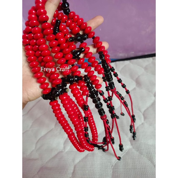 Tasbih tijani red coral marjan kombinasi yuser