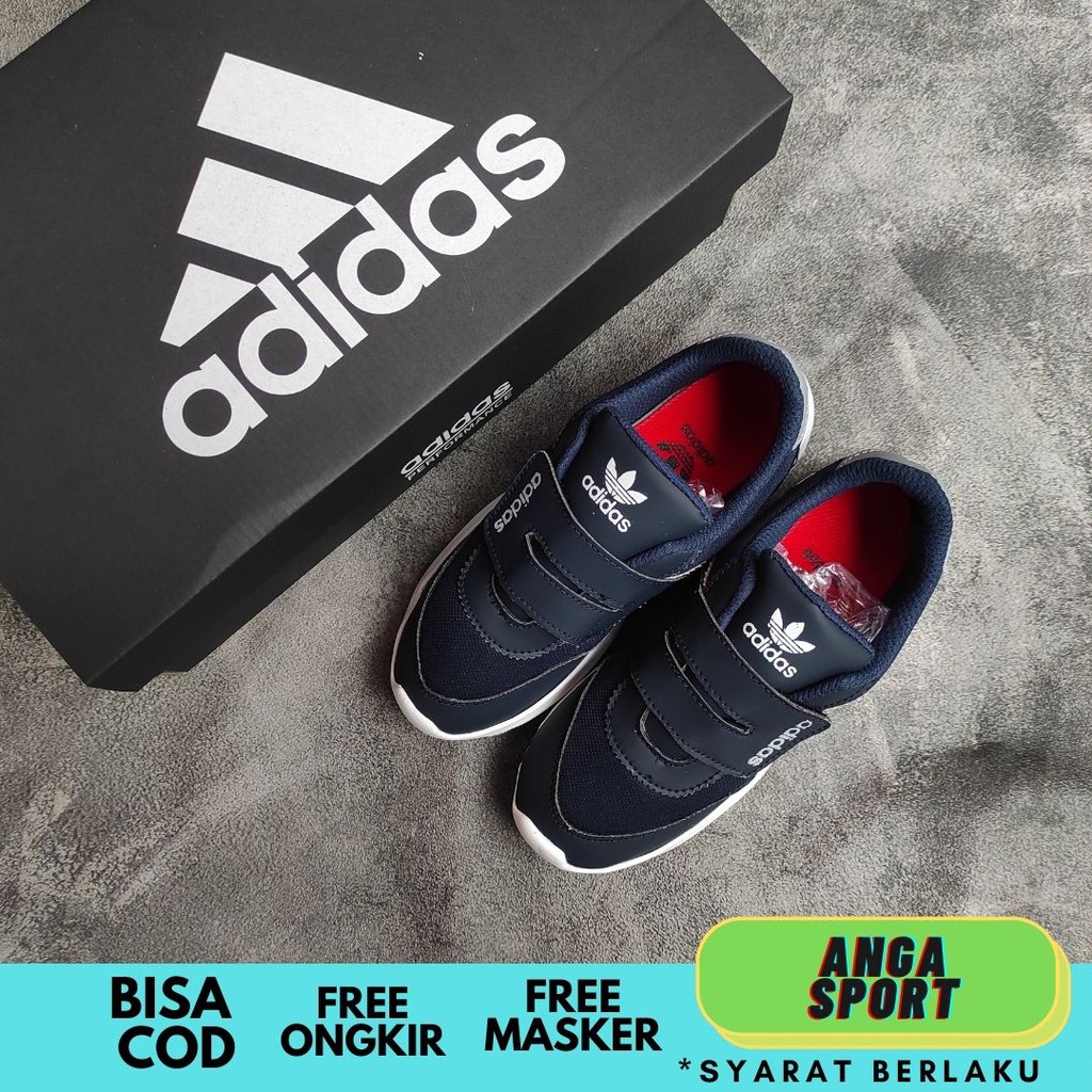 SEPATU ANAK LAKI LAKI ADIDAS CLOUDFOAM NAVY ABU MADE IN VIETNAM / SEPATU SEKOLAH KIDS KEKINIAN KEREN SEPATU KETS CEWEK COWOK LUCU TERMURAH