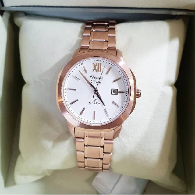 Jam Tangan Cewek Original Alexandre Christie.Stainless Steel Rosegold