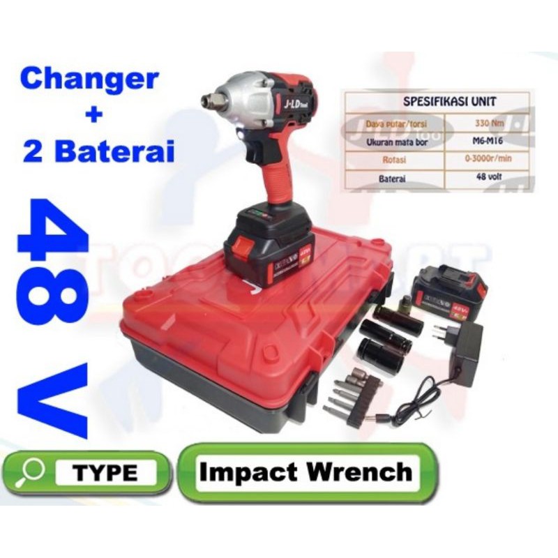 Cordless Impact Wrench  Bor Buka Baut JLD  - Brushless impact cordless drill -- JLD tools 48V JV88