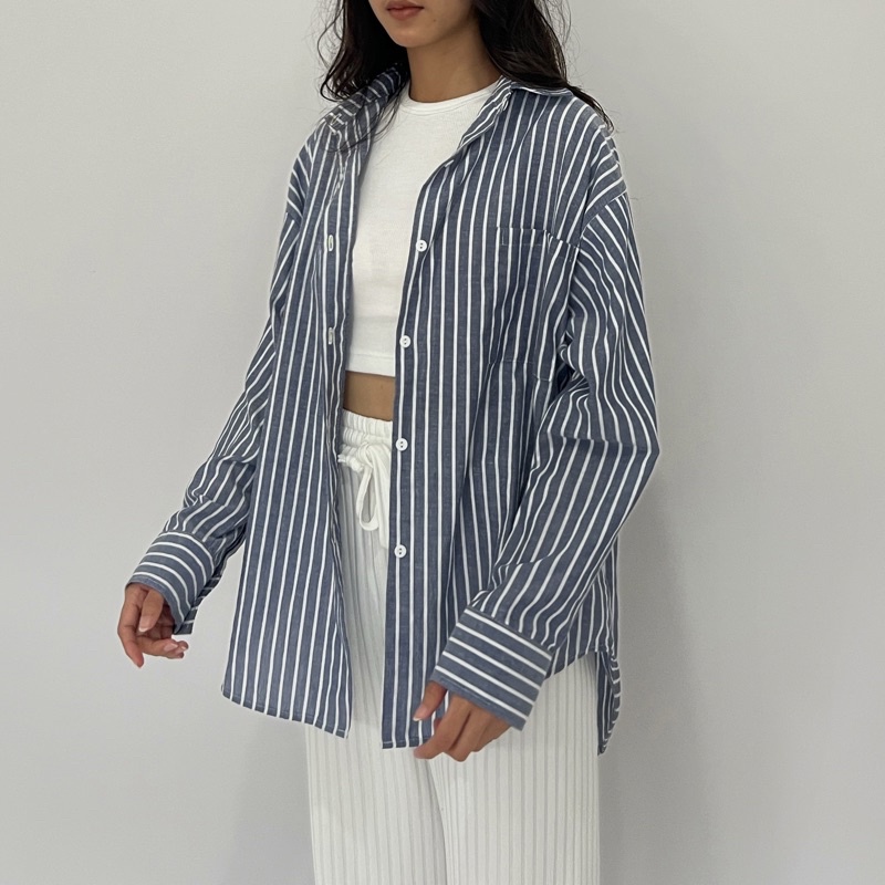 PUFF IT UP - STRIPED SHIRT / KEMEJA SALUR / KEMEJA GARIS